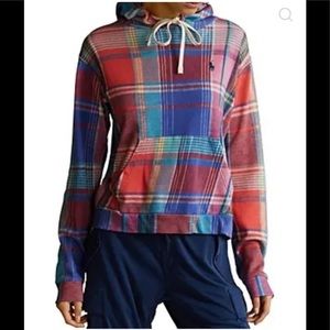 Polo Ralph Lauren Lightweight Plaid Hoodie Kangaroo Long Sleeves